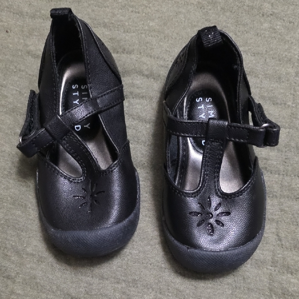 Simply Styled Kids Black Floral Dress Shoes